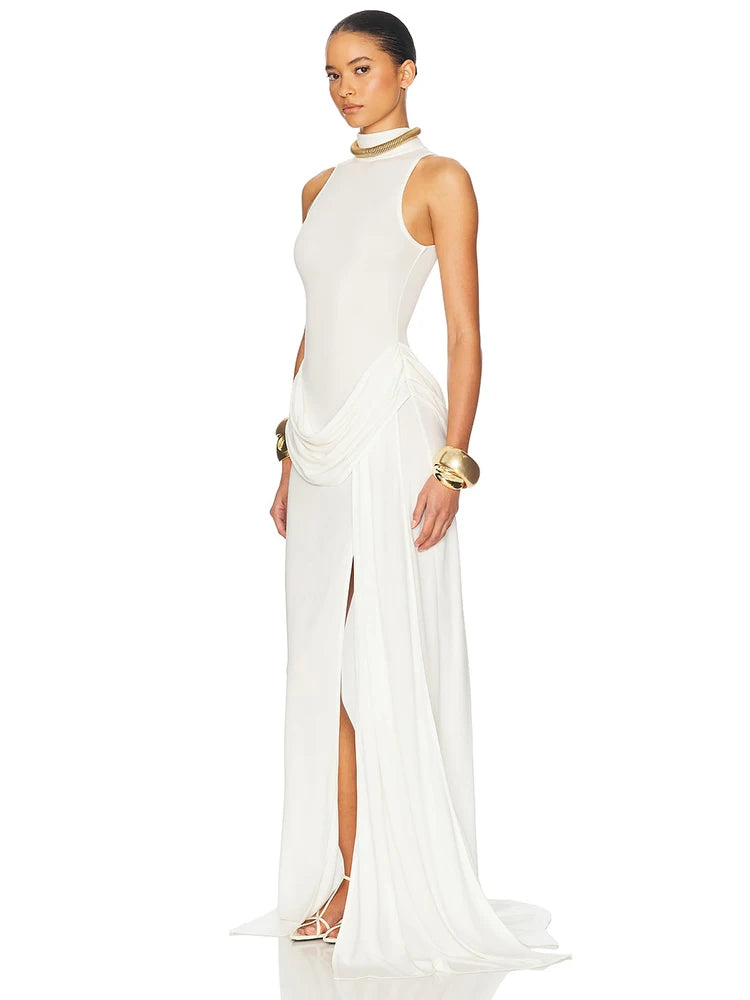 Split Tank High Waist Ruched Maxi Dress