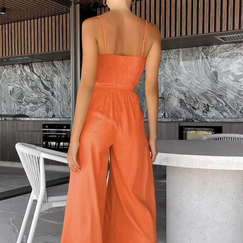 Sling Wide-leg Jumpsuit Women's Fashion Casual Loose