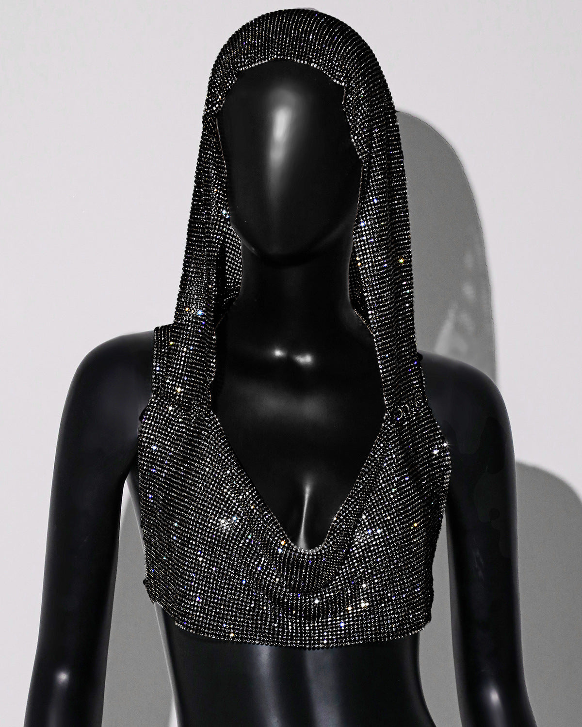 Sexy Outerwear Metal Sequins Hooded Vest