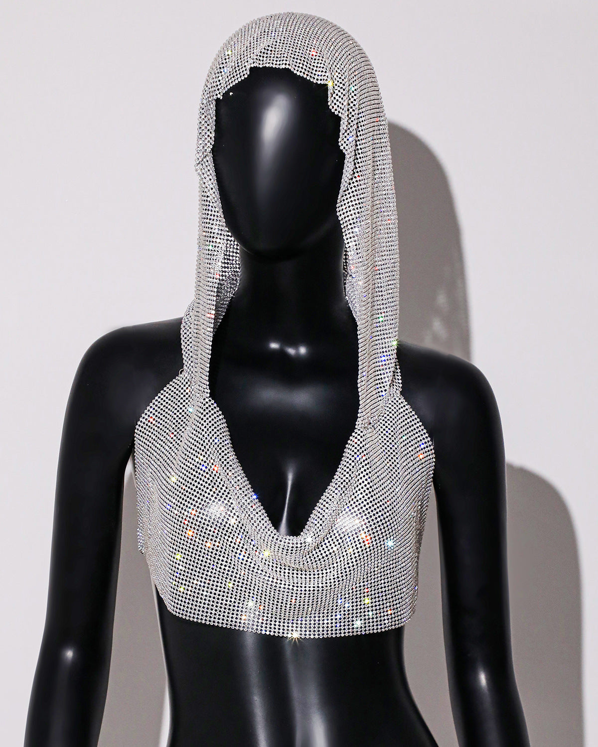 Sexy Outerwear Metal Sequins Hooded Vest